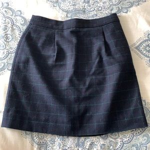 J.Crew Navy and Pine Wool Mini Skirt